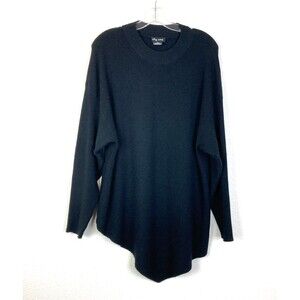 City Chic Women's Crew Neck Sweater Size 14 XS Black Asymmetrical Hem